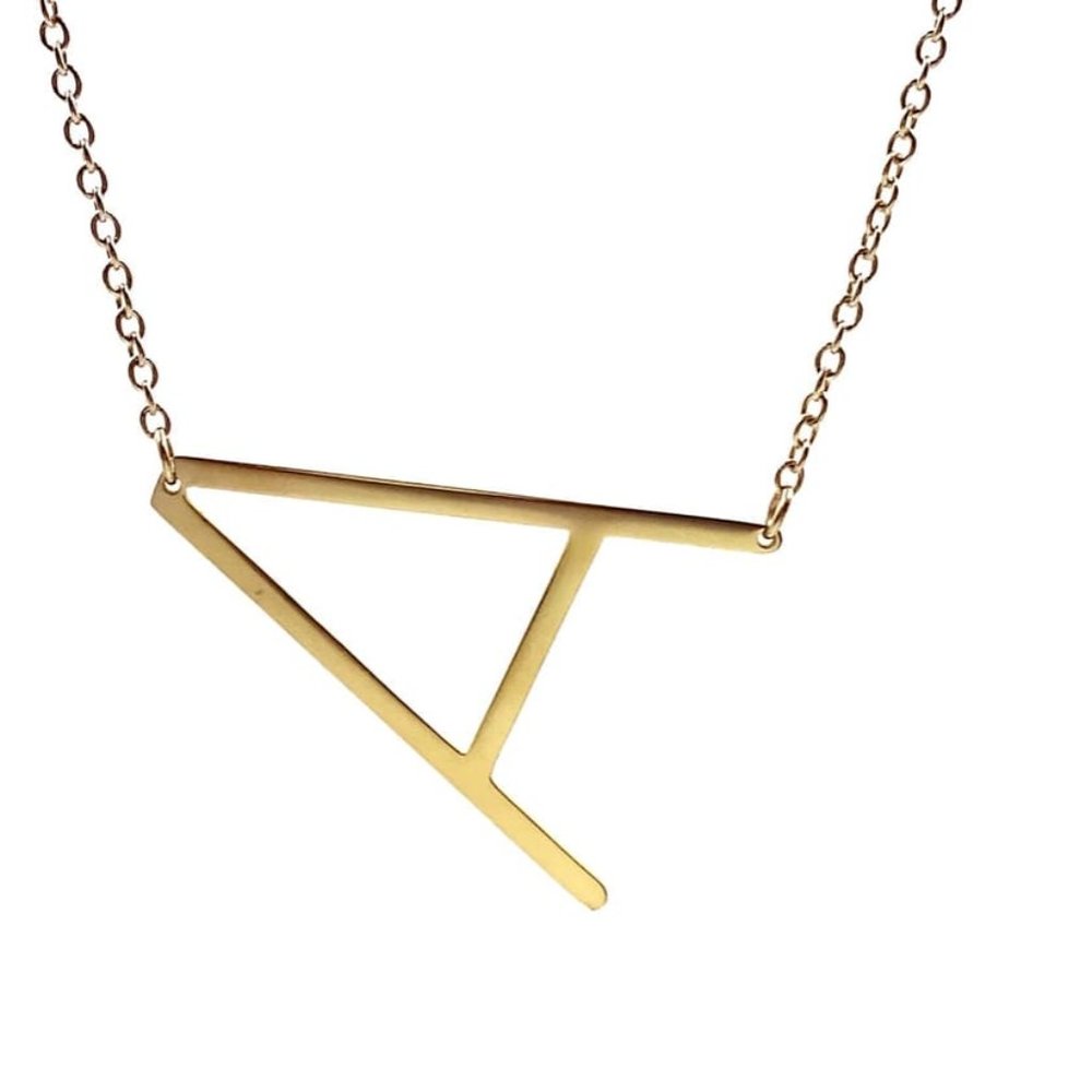 14K Gold Plated XL Initial Necklace - A
